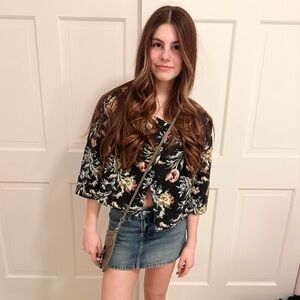 Vintage Multicolor Floral Black Women's Tapestry Jaquard Woven Jacket Coat